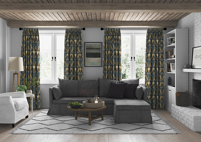Acanthus, Navy - Made to Measure Curtains - Image 5
